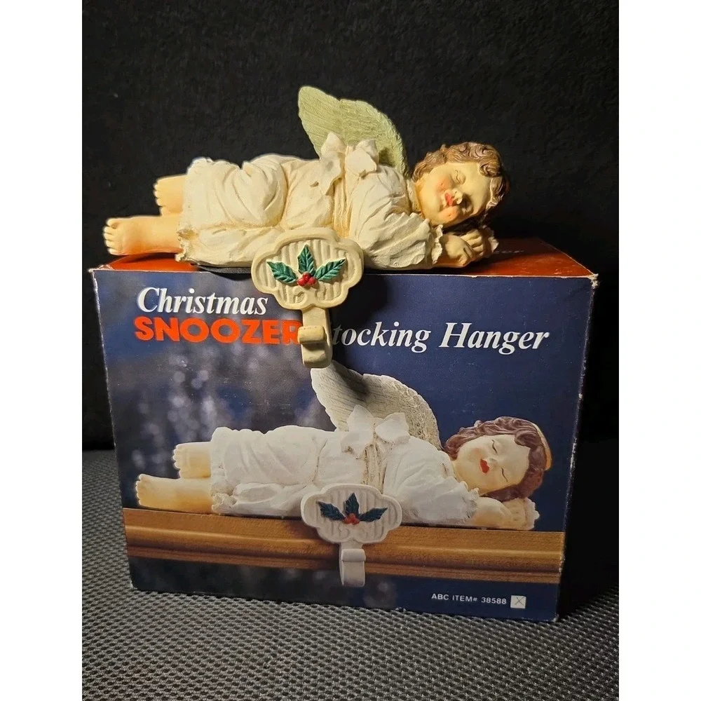 Christmas Snoozer Stocking Hanger Sleeping Angel 6-1/2